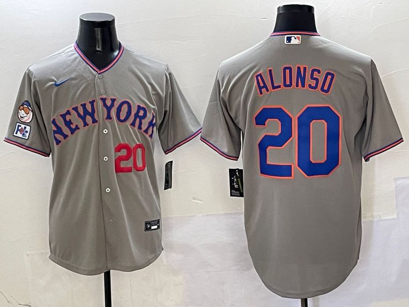 Men New York Mets #20 Alonso Grey Second generation 2025 Nike MLB Jersey style 7->new york mets->MLB Jersey